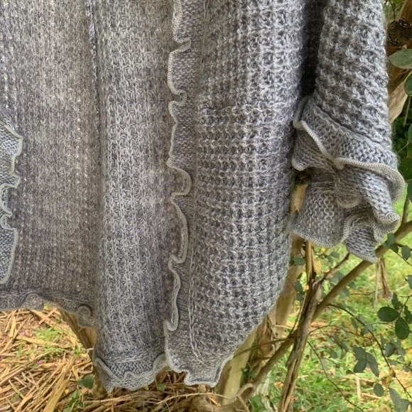 Anthropologie Moth Rocia Ruffle Trim Cardigan in Grey - Picture 7 of 12